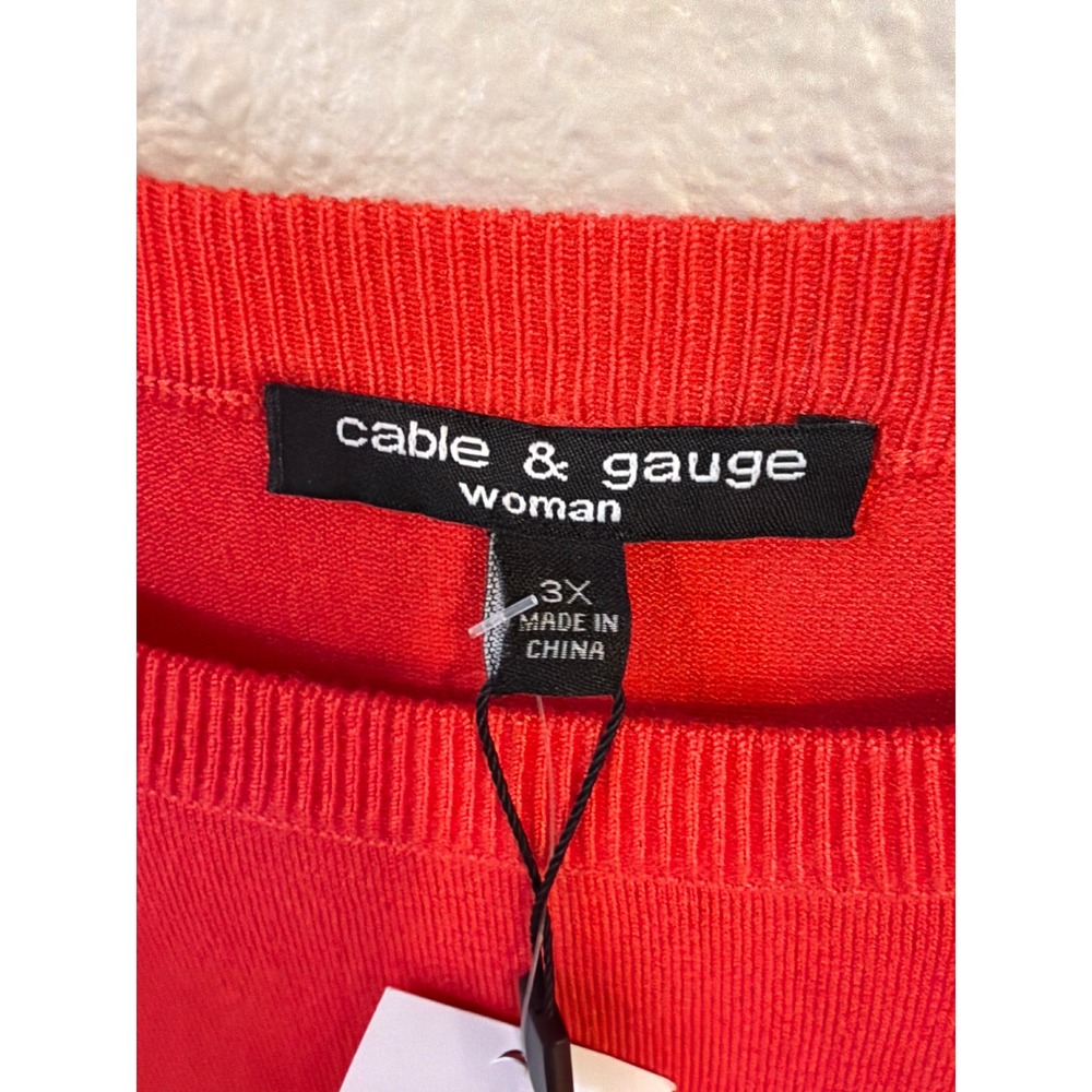 Cable & Gauge Sweater Vest Women 3X Red Knit Sleeveless Crew Neck NWT - Picture 3 of 7